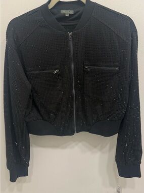 Black Studded Bomber Jacket